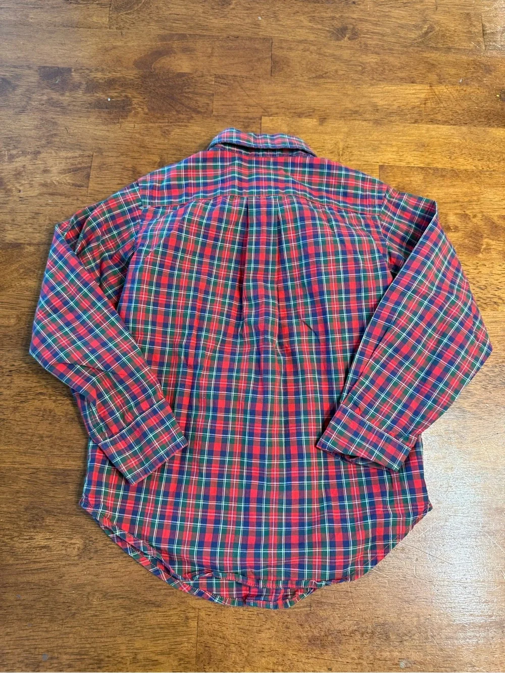 Ralph Lauren Boys Red Green blue Plaid Holiday Dress Shirt Size 4/4T Christmas